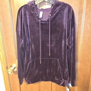 NWT GreenTea Velour Hoodie in Rich Purple (Wine) - Large - Cozy